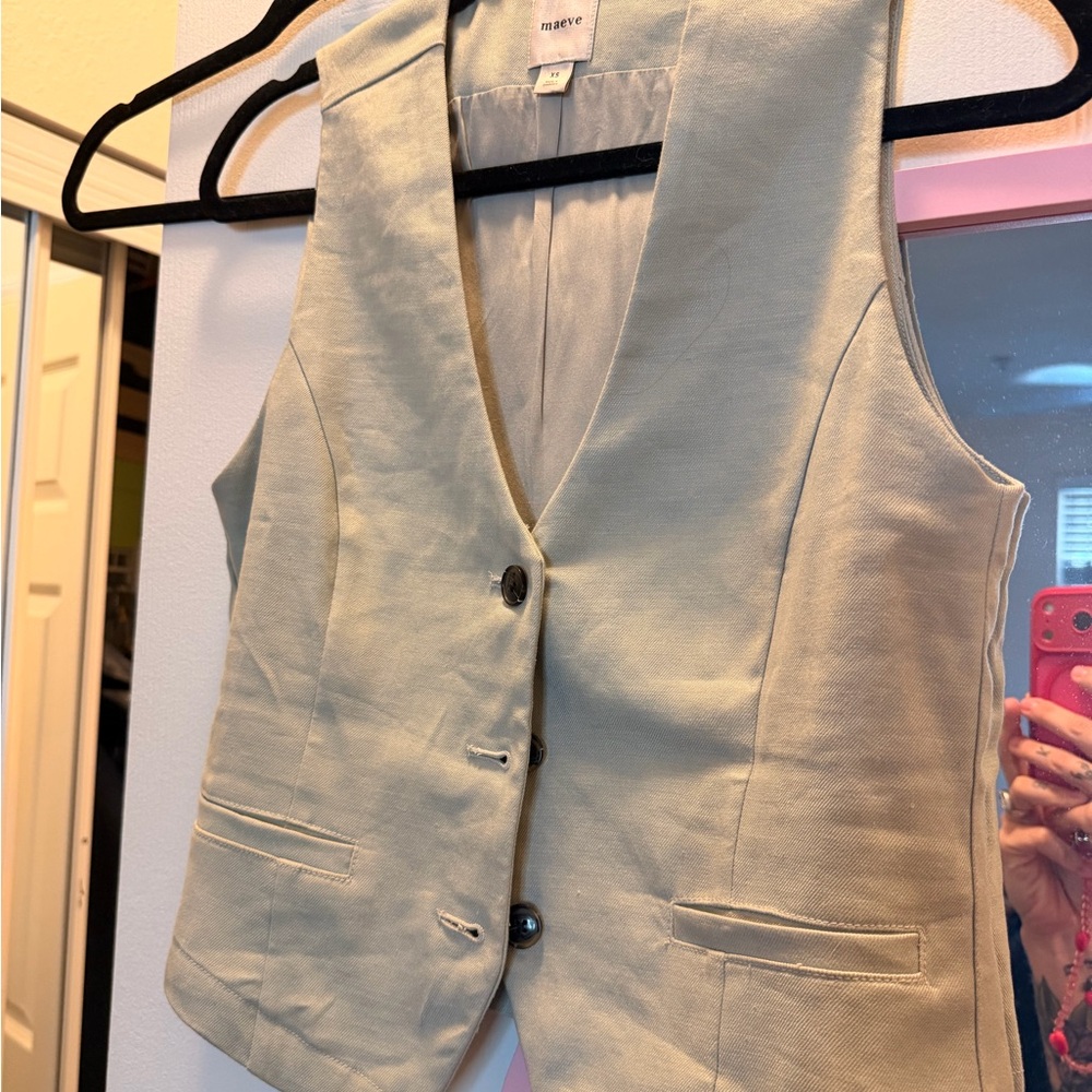 Anthropologie Maeve Light Mint Vest - Classic Tailored